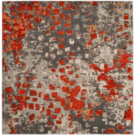 Safavieh 9 x 9 ft. Monaco Power Loomed Rug, Square - Grey and Orange MNC225H-9SQ